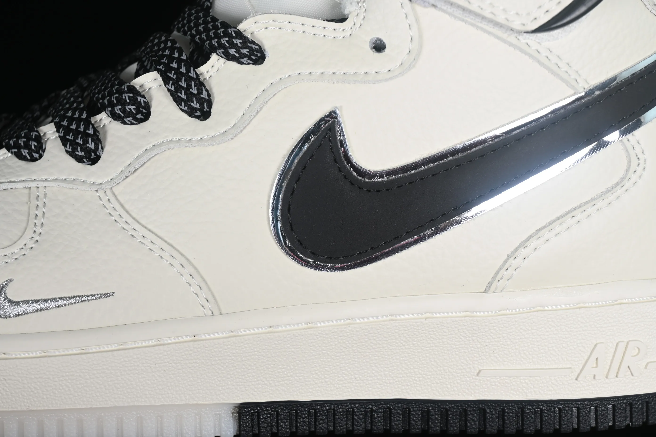 All categories Nk Air Force 1 Air Force series Nk Air Force 1 Mid Air Force mid-top Nk Air Force 1'07 Mid Beige and black two-color bottom Starry Air Force One mid-top casual sneakers XL0236-236